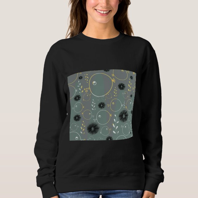 Fish Yellow Fish Print Animal Art Black Urchin Sco Sweatshirt (Front)