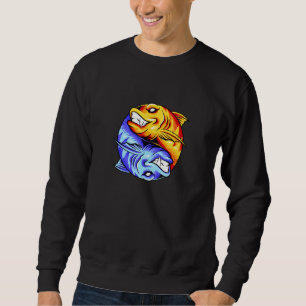 Fish Yin Yang Design Fishing Ying Yang Good And Ba Sweatshirt