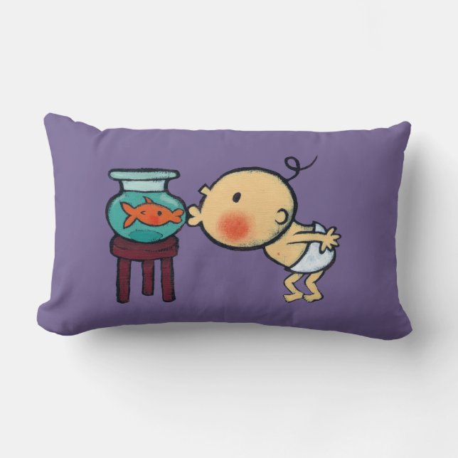 Fishbowl Kisses Orange Goldfish Lumbar Cushion (Front)