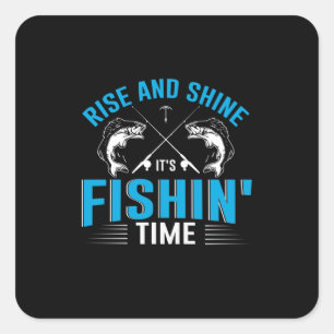 Fisher Art Rise And Shine Fishing Time Square Sticker