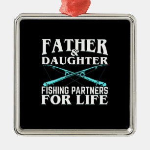 Fisher Father And Daughter Fishing Partner Metal Tree Decoration