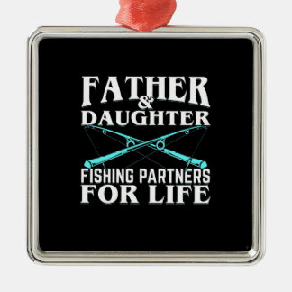 Fisher Father And Daughter Fishing Partner Metal Tree Decoration