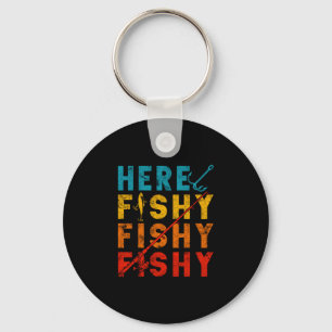 Fisher fish fishermen bait fishing rod boys girls key ring