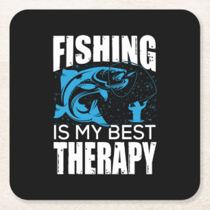 Fisher Fishing Is My Best Therapy Square Paper Coaster