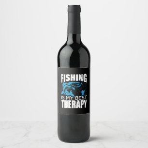 Fisher Fishing Is My Best Therapy Wine Label