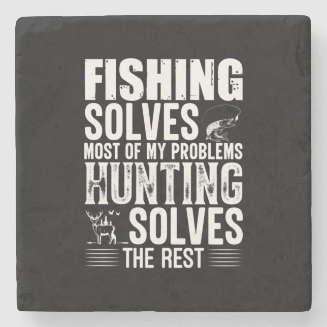 Fisher Fishing Solves Most Of My Problems Stone Coaster (Front)