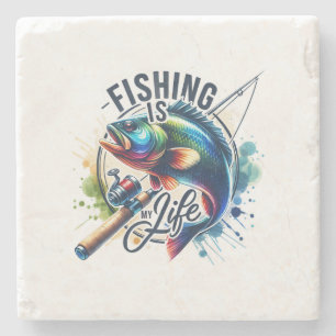 Fisher Gift Fishing Is My Life Stone Coaster