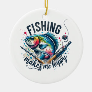 Fisher Gift Fishing Makes My Happy Ceramic Tree Decoration