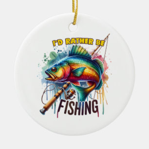 Fisher Gift I Would Rather Be Fishing Ceramic Tree Decoration