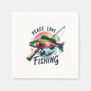 Fisher Gift Peace Love Fishing Napkin