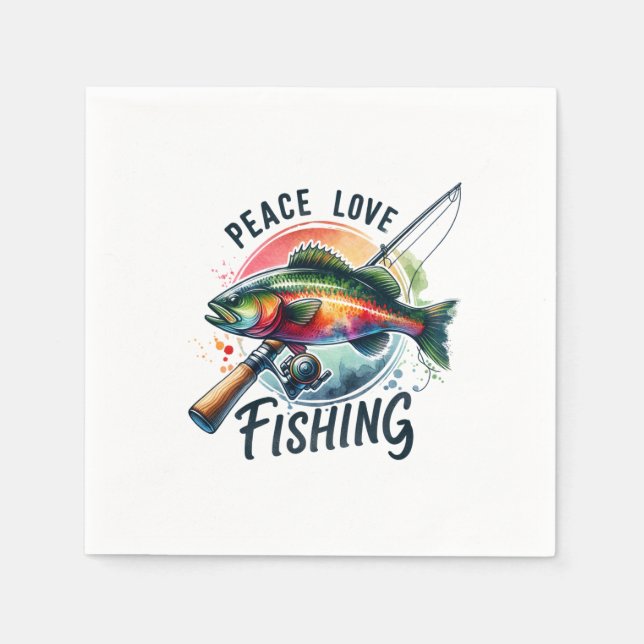 Fisher Gift Peace Love Fishing Napkin (Front)