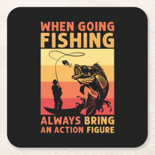 Fisher Gift When Going Fishing Square Paper Coaster