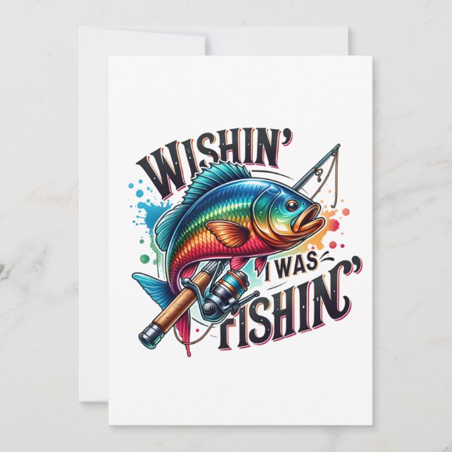 Fisher Gift Wishing I Was Fishing Holiday Card (Front)