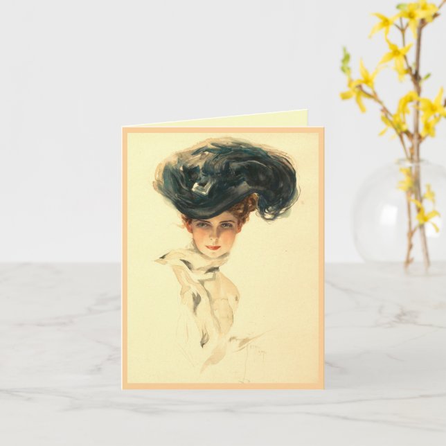 Fisher Girl, Harrison Fisher Card (Yellow Flower)