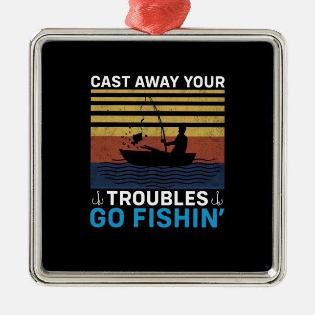 Fisher Go Fishing Metal Tree Decoration (Front)