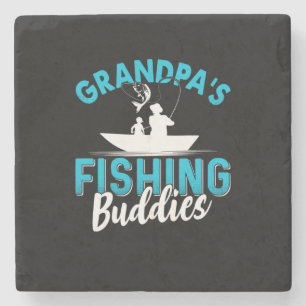 Fisher Grandpa Fishing Friends Stone Coaster