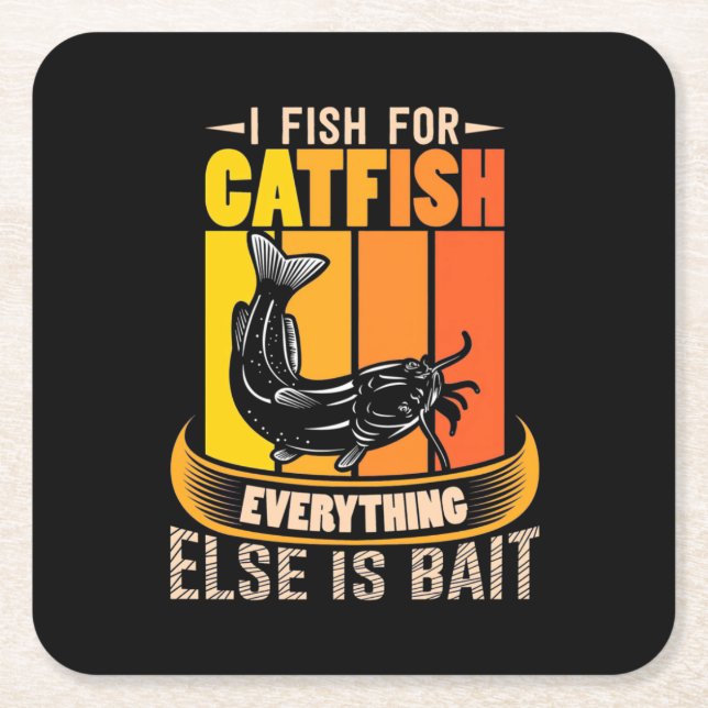 Fisher I Fish For Catfish Square Paper Coaster (Front)