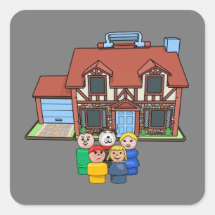Fisher Price Little People Family With Tudor House Square Sticker