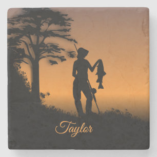 Fisher Woman at Dusk Personal Stone Coaster