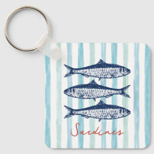 Fisherman Aesthetic Sardines Stripes Key Ring