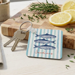 Fisherman Aesthetic Sardines Stripes Key Ring