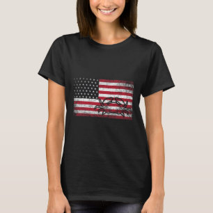 Fisherman American Flag 4th Of July T Shirt Crabbi