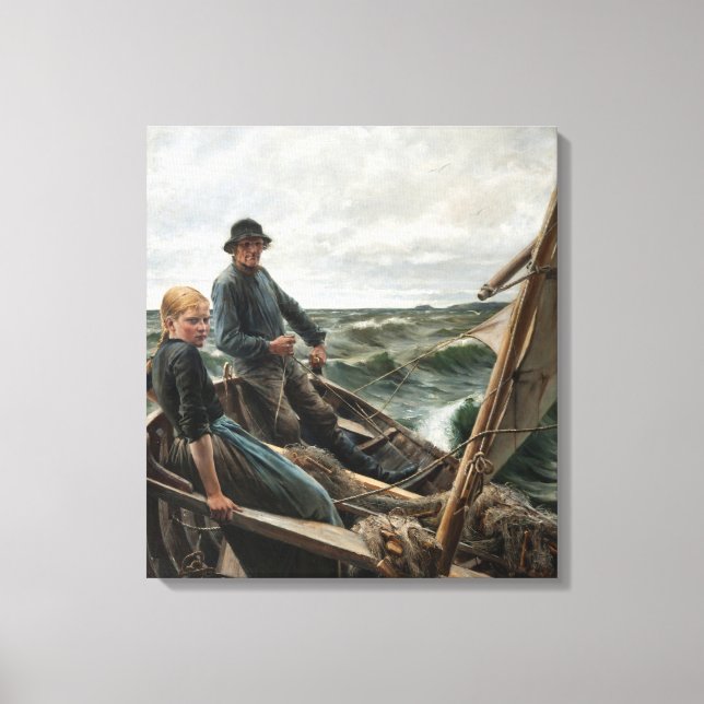 Fisherman and Daughter at Sea (by Albert Edelfelt) Canvas Print (Front)