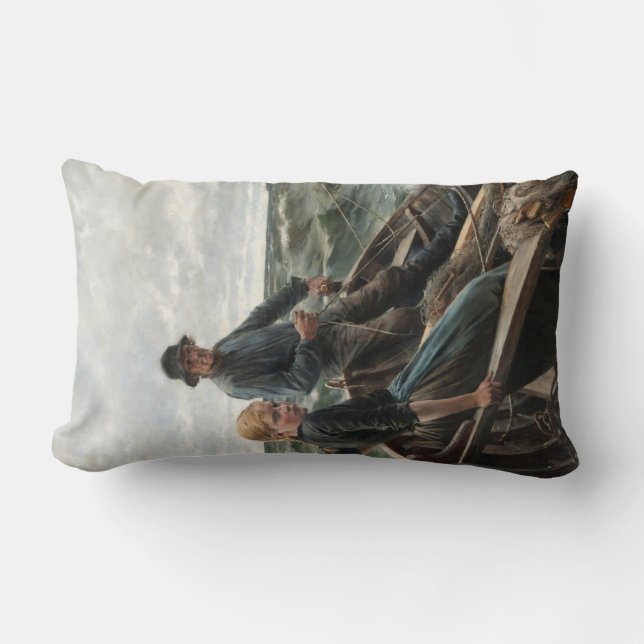 Fisherman and Daughter at Sea (by Albert Edelfelt) Lumbar Cushion (Front)