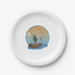 Fisherman Angler Fisher Fishing Fishing Angling Paper Plate