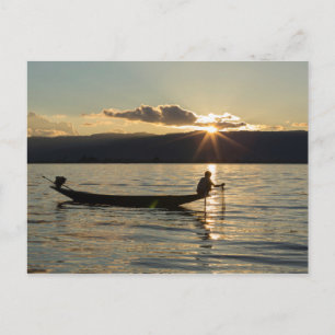 Fisherman At Sunset Postcard