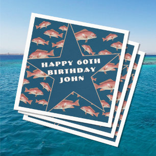 Fisherman Birthday Party Red Snapper Napkin