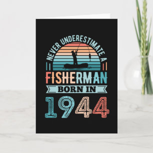 Fisherman born 1944 Fishing 80th Birthday Gift Card