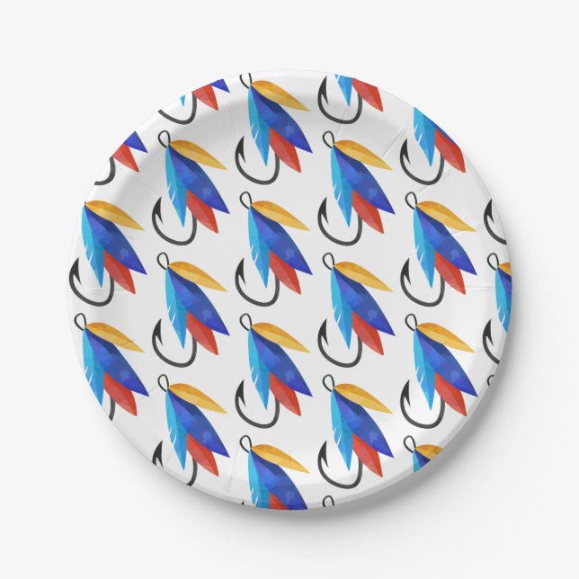 Fisherman Boy Birthday Fish Pattern Cute Paper Plate (Front)