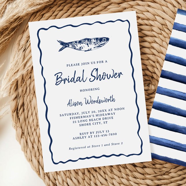 Fisherman Core Sardine Coastal Bridal Shower Invitation (Creator Uploaded)