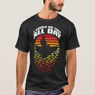 Fisherman Dad All Day Fishing Funny Vintage Retro T-Shirt