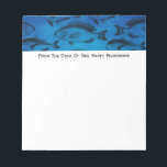 Fisherman Dad's Retirement Desk Pad<br><div class="desc">Wonderful blue background accents the vintage fish pattern black graphic art. Monogram this note pad for the office, man cave,  workshop or for jotting down your list of fishing supplies.</div>