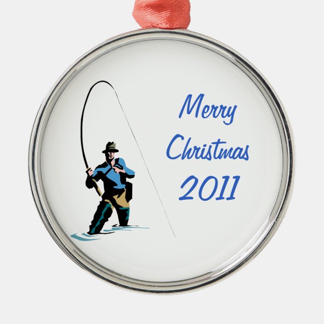 Fisherman Design Metal Tree Decoration (Front)