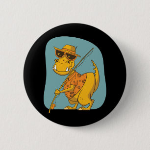 Fisherman Dinosaur  6 Cm Round Badge