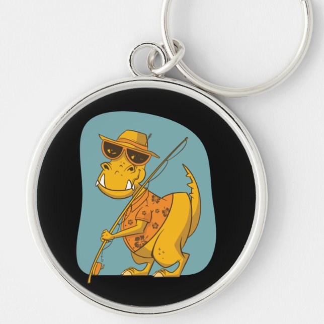 Fisherman Dinosaur  Key Ring (Front)