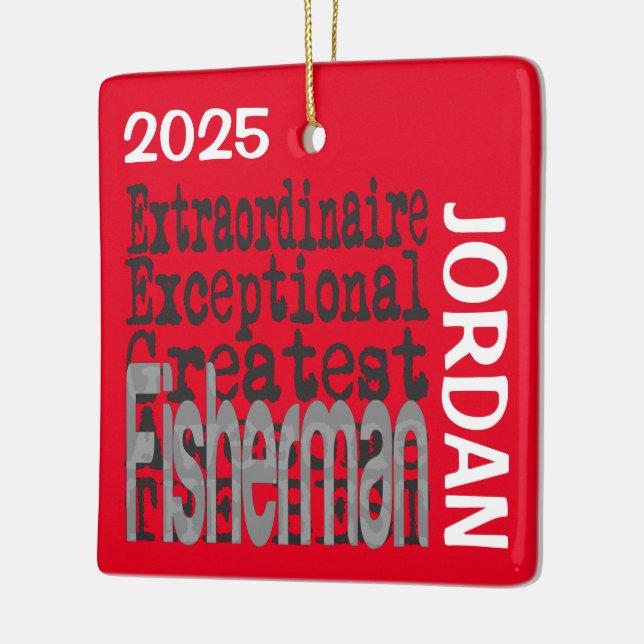 Fisherman Extraordinaire CUSTOM Ceramic Ornament (Left)