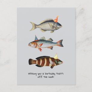 Fisherman Fish Hat Fun Birthday Postcard