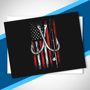 Fisherman - Fishing - American Flag - Fishing Postcard