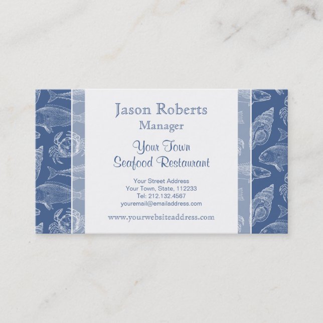 Fisherman Fishing Boat or Seafood Restaurant Business Card (Front)