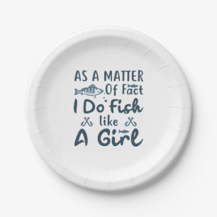 Fisherman fishing fresh fish paper plate