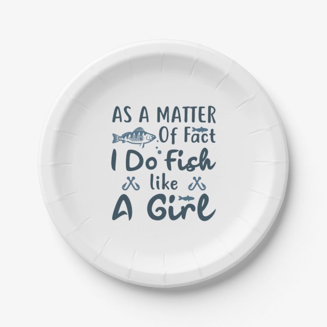 Fisherman fishing fresh fish paper plate (Front)