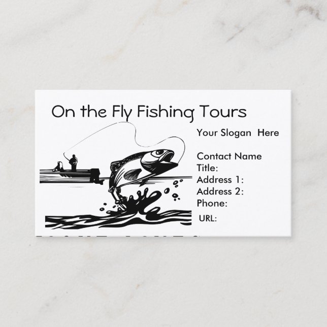 Fisherman Fishing on Lake Business Card Template (Front)