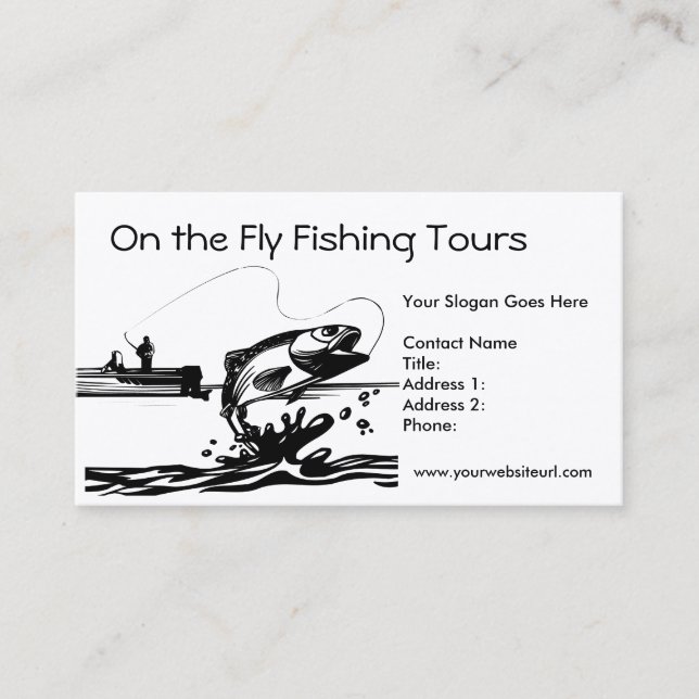 Fisherman Fishing on Lake Business Card Template (Front)