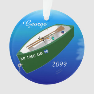 Fisherman Fishing Row Boat Rod Personalized Ornament