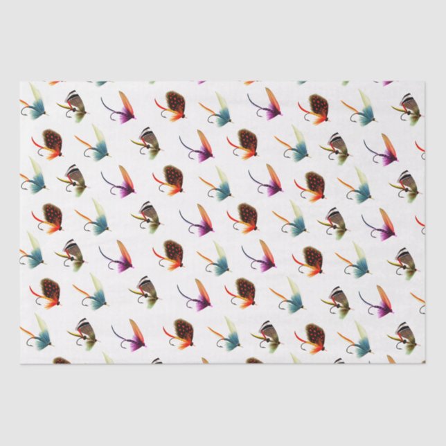 Fisherman Fly Fishing Flies  Tissue Paper (Front)