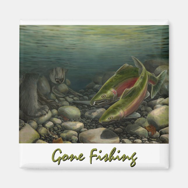 Fisherman Fridge Magnets Custom Gone Fishing Gifts (Front)